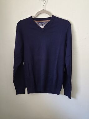 Report Collection Men's Navy V-Neck Sweater